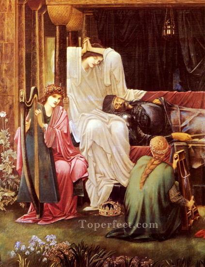 アヴァロンでのアーサー最後の眠り ラファエル前派 サー・エドワード・バーン・ジョーンズ油絵